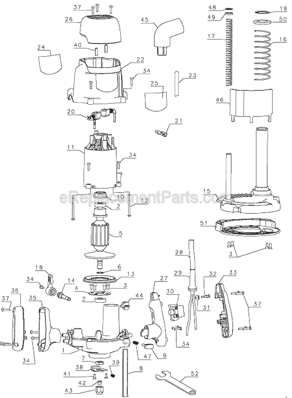 Page A Diagram and Parts List for RP200 Type 2 Black and Decker Router